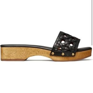 Tory Burch basketweave clog - black - size 9
